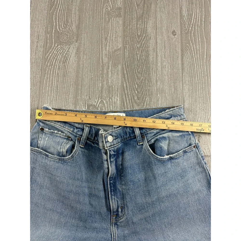 Abercrombie & Fitch 90s Straight Jeans 32/14 Side Slit Light Wash Blue Womens